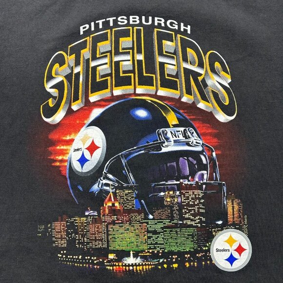 Vintage Pittsburgh Steelers Graphic Tee Mens Large Short Sleeve NFL Skyline - Picture 2 of 8